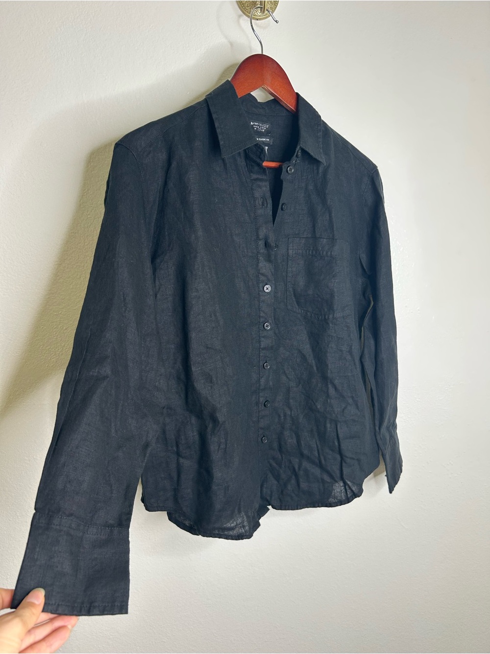 NWT J. Crew x Baird McNutt  100% Irish Linen Garçon Classic Button-Up in Black